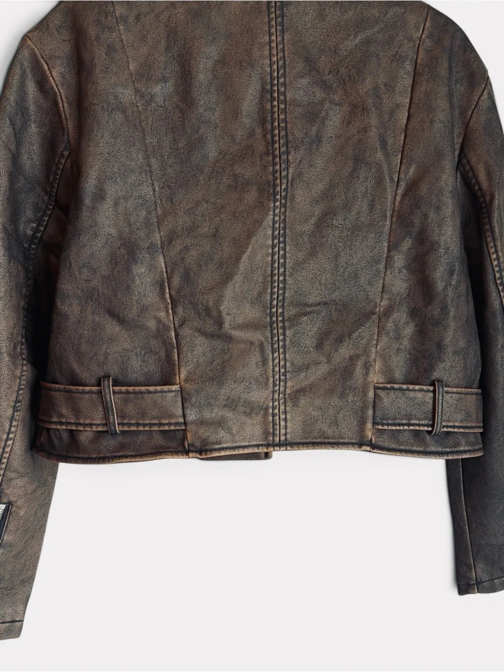 Lily & Lottie Akira Moto Jacket Size Medium Brown Asymmetrical Zip Front NEW - Picture 7 of 13